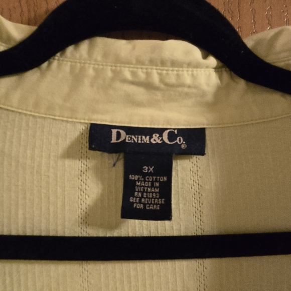 Denim & Co. Light Green Polo Down Shirt - Picture 4 of 4